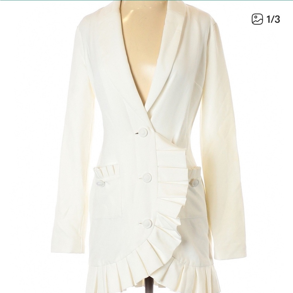 Lovers + Friends Cream Ruffle Blazer